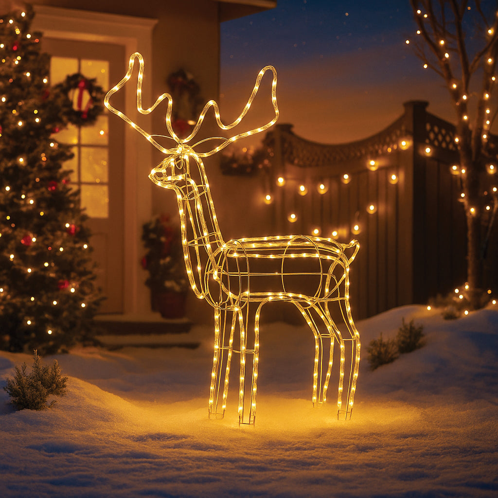 3D Illuminated LED Reindeer with Motor - Three Colour Options