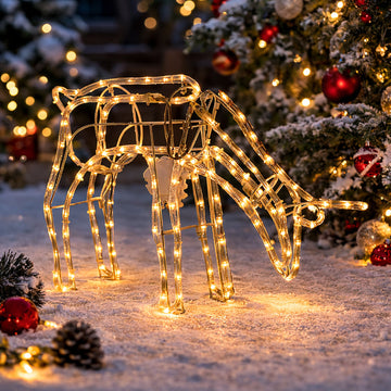 3D Illuminated LED Reindeer Stand Feeding with Motor - Three Colour Options