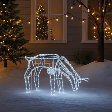 3D Illuminated LED Reindeer Stand Feeding with Motor - Three Colour Options