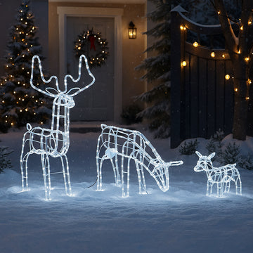 3D Illuminated LED Reindeer Family with Motor - Three Colour Options