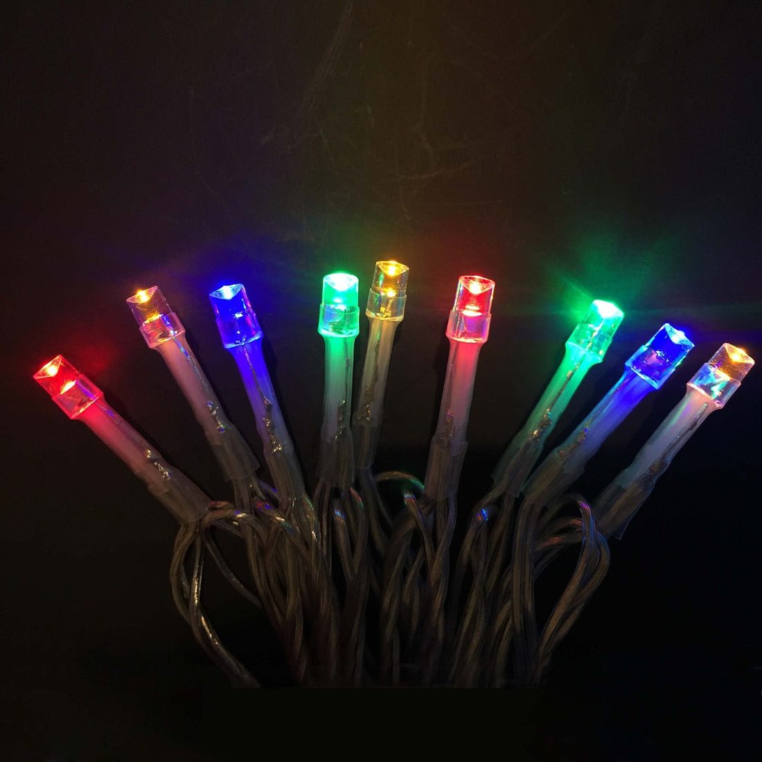 Battery Operated 50 LED String Light Clear Cable - 5 Colour Options