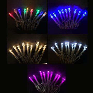 Battery Operated 50 LED String Light Clear Cable - 5 Colour Options