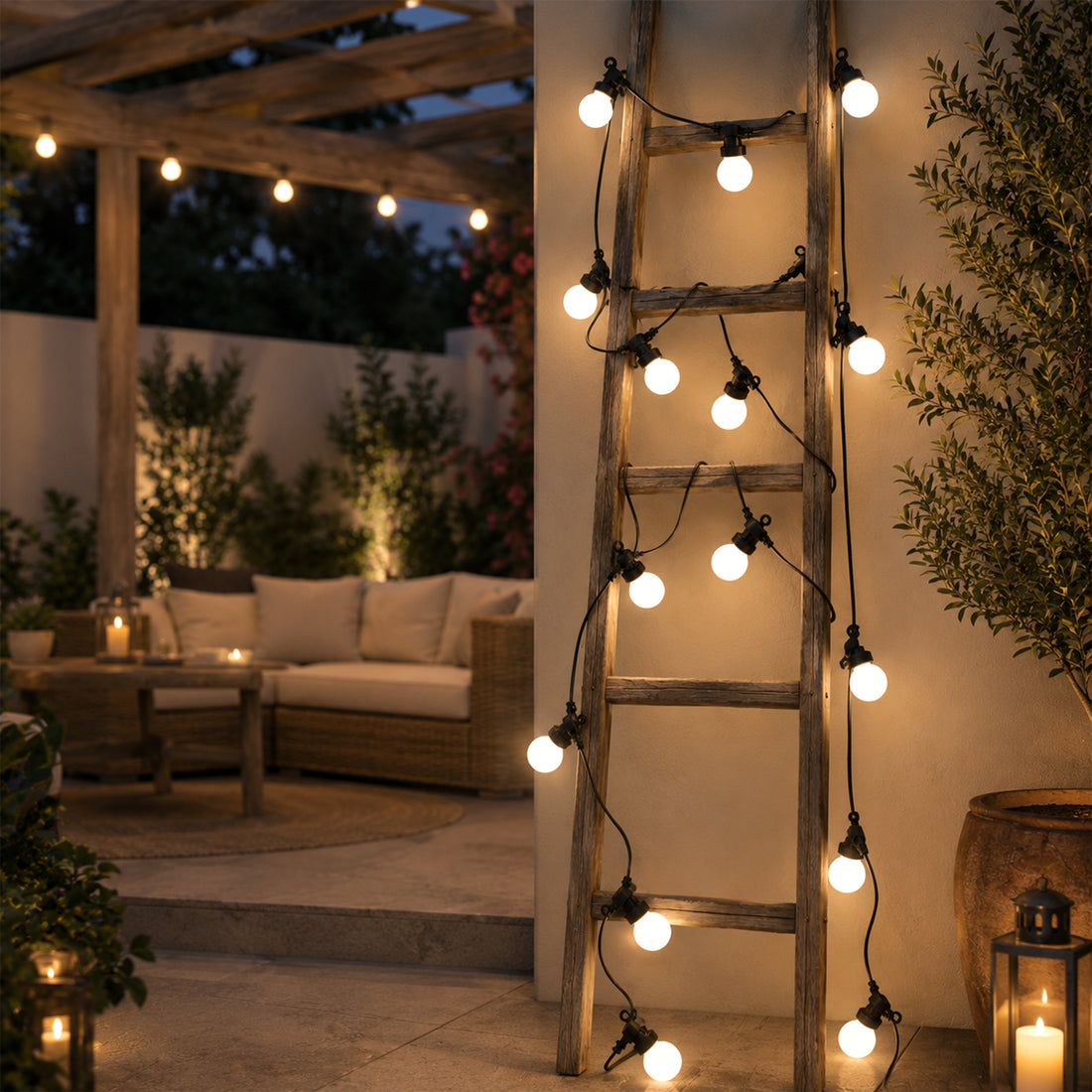 20 LED Clear/Opal Globes String Festoon Light