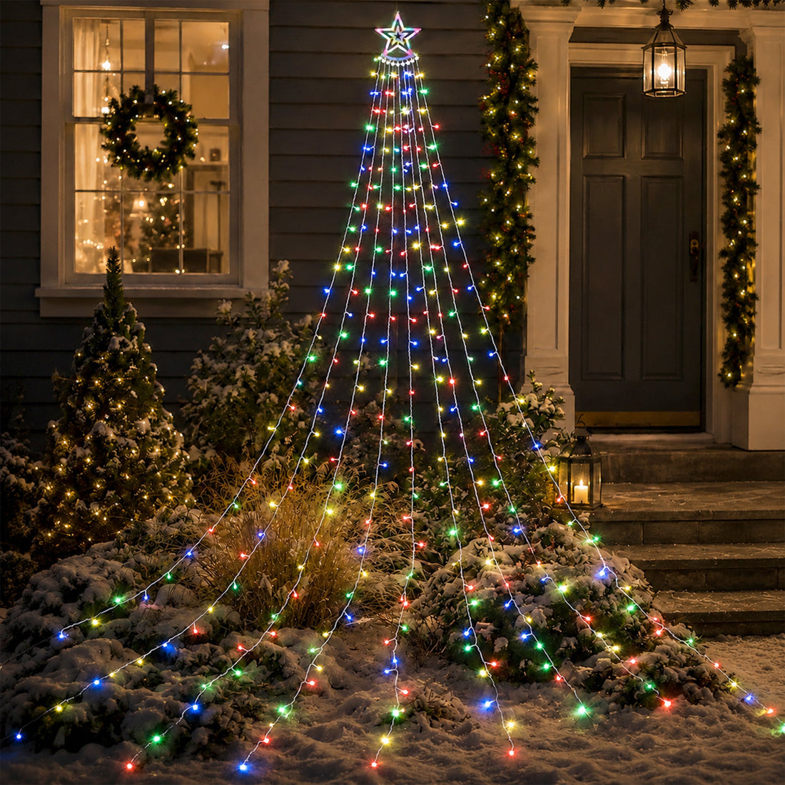 Waterfall Star Lights with Topper Star - 2 Colour Options