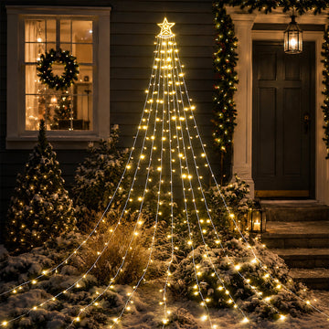 Waterfall Star Lights with Topper Star - 2 Colour Options