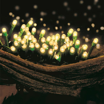 80 Warm White LED Light Chain with Green Cable