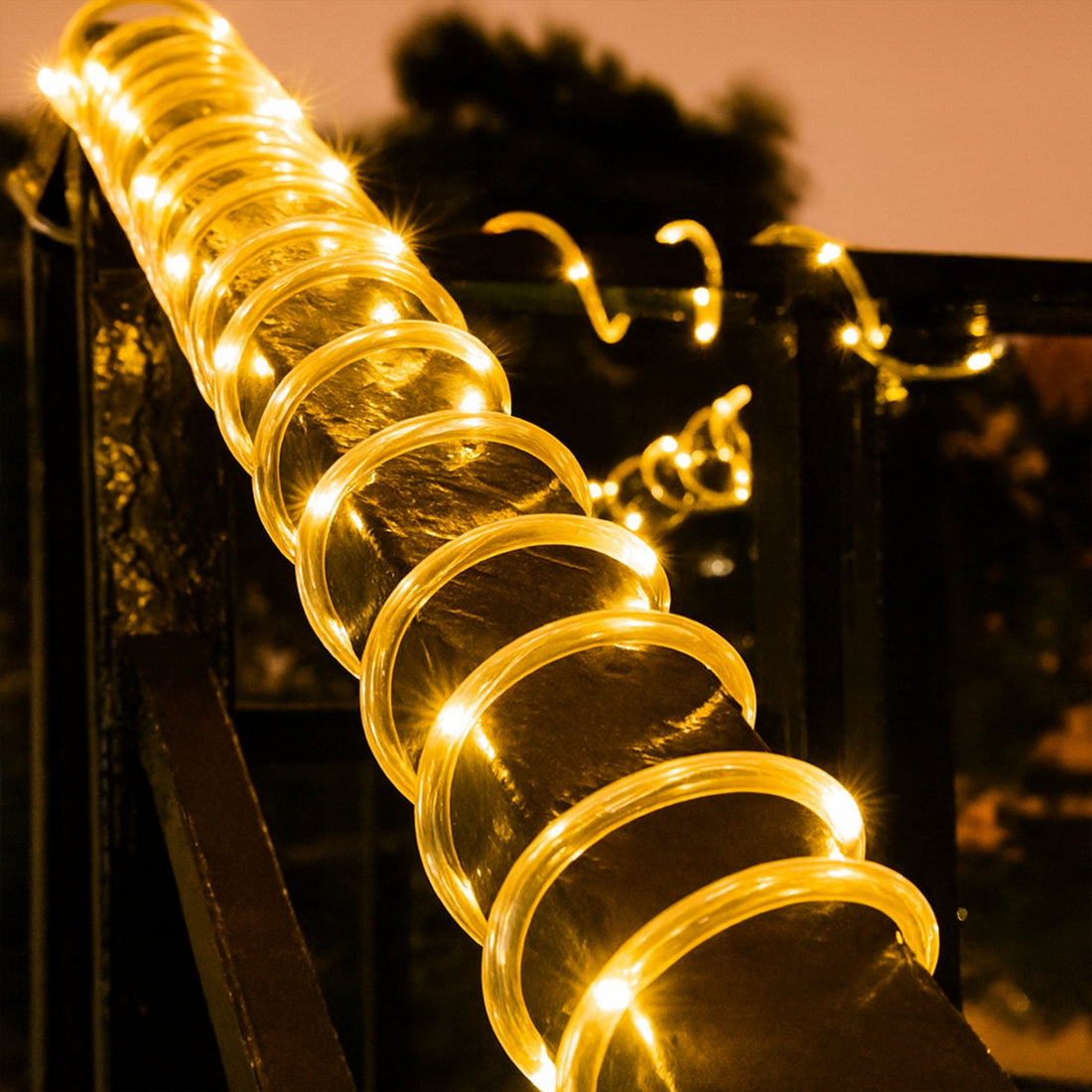 Solar Powered 10m LED Rope Light - 4 Colour Options