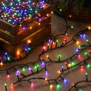 Solar 420 LED Fairy Light Chain Dark Green Cable - 4 Colour Options