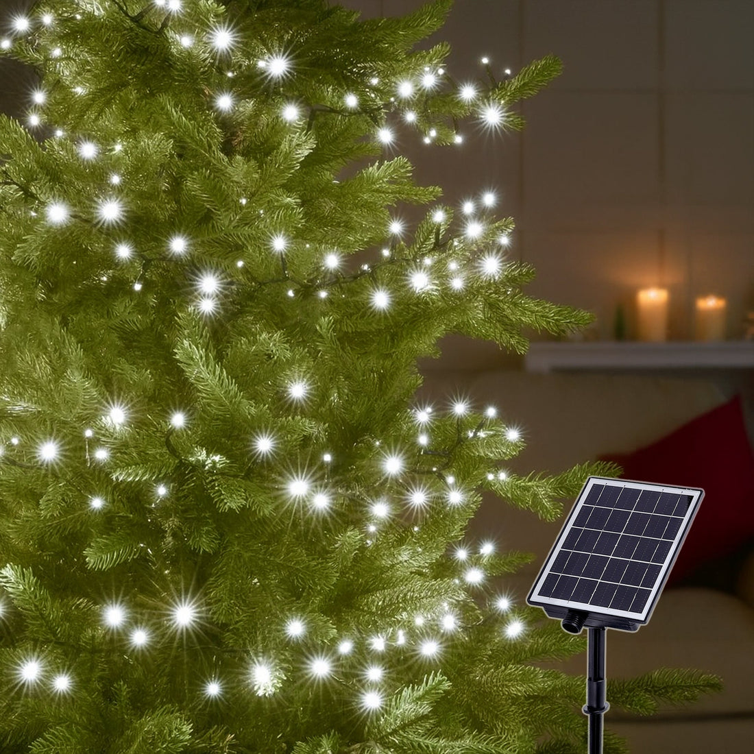 Solar 420 LED Fairy Light Chain Dark Green Cable - 4 Colour Options