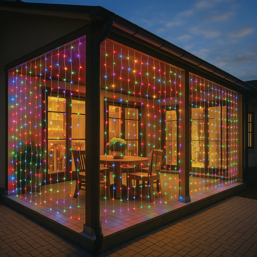 Solar Powered 160 LED Curtain Light - 3 Colour Options