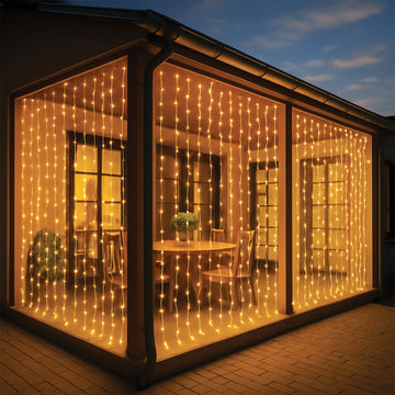 Solar Powered 160 LED Curtain Light - 3 Colour Options