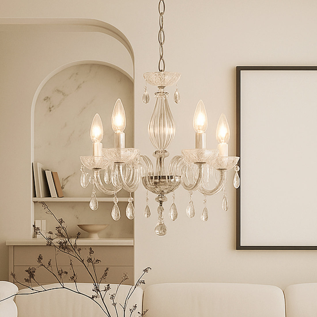 La Spezia Acrylic Chandelier Light - Clear/Black