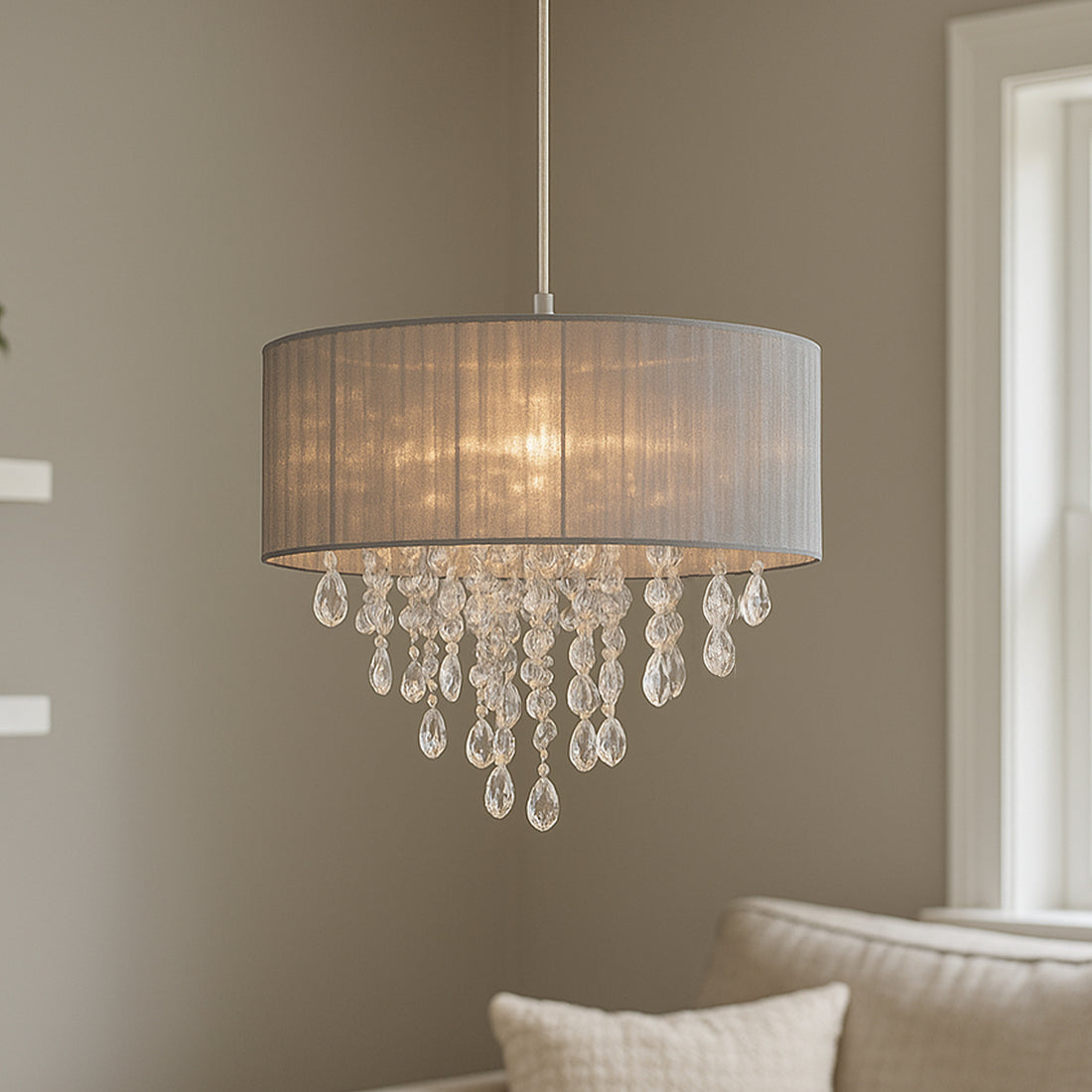 Delia Chandelier - White/Grey
