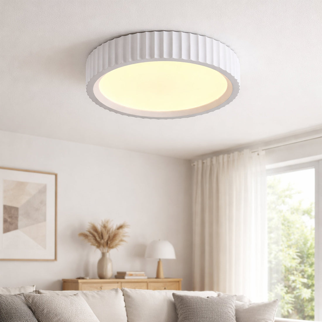 Mallory Plaster LED CCT Ceiling Light - Large