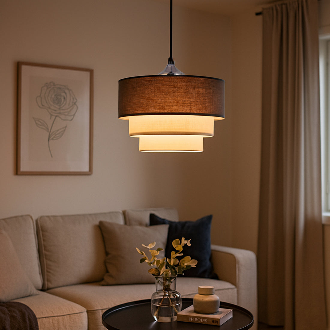 Isabelle 1LT Pendant - Grey/White