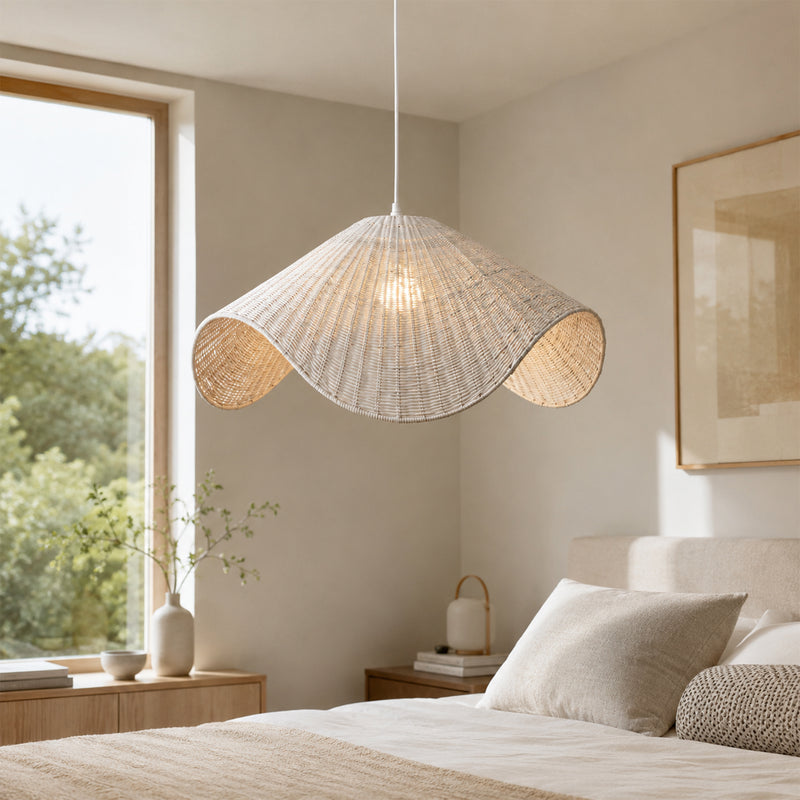 Adaya Rattan Pendant Light - White/Brown/Natural