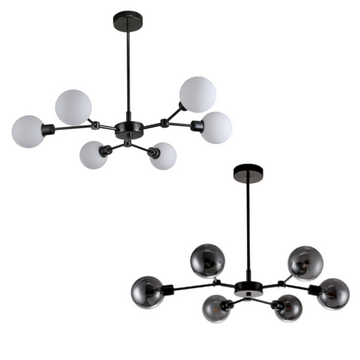 Grette 6 Lights Pendant Light - Smoky/Opal Glass