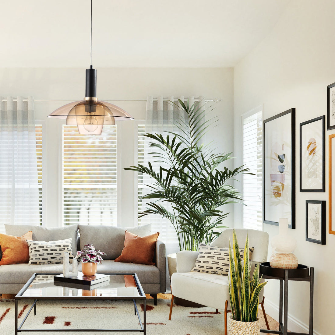 Pabla Pendant Light - Amber/Grey