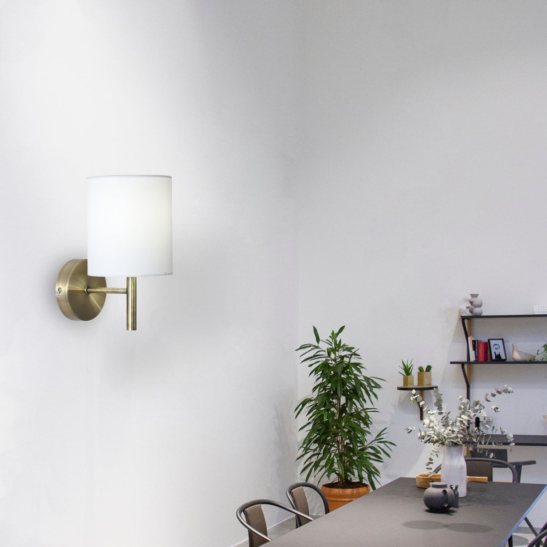 Blanche Wall Light - Antique Brass/Satin Chrome