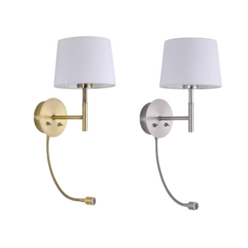Riley Wall Light - Satin Chrome/Antique Brass