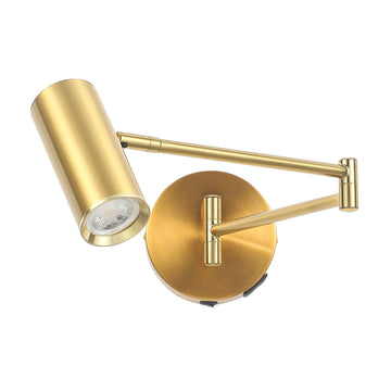 Beatrice Swing Arm Wall Lamp With Charging Ports Brass