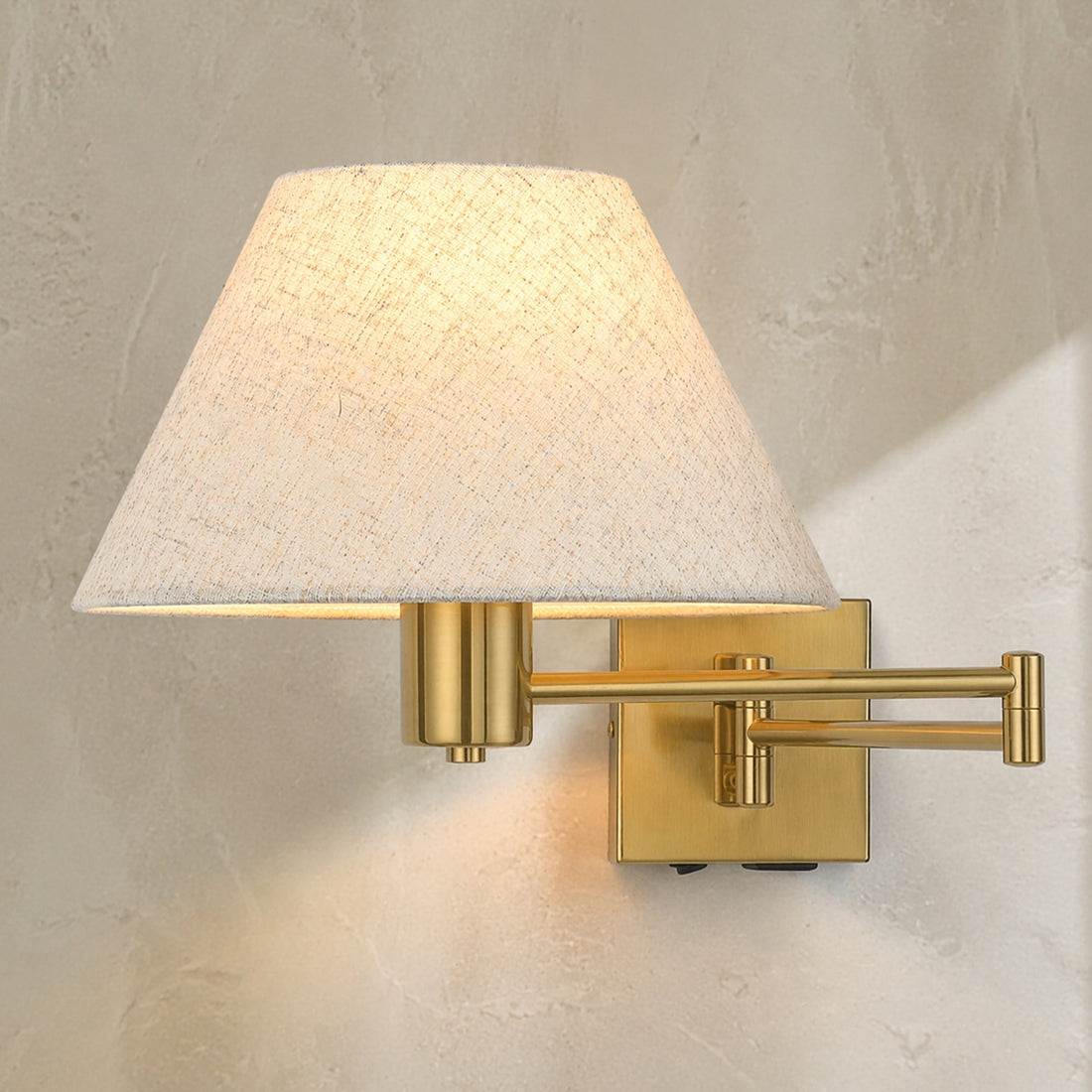 Elspet Swing Arm Wall Lamp With Charging Ports Brass