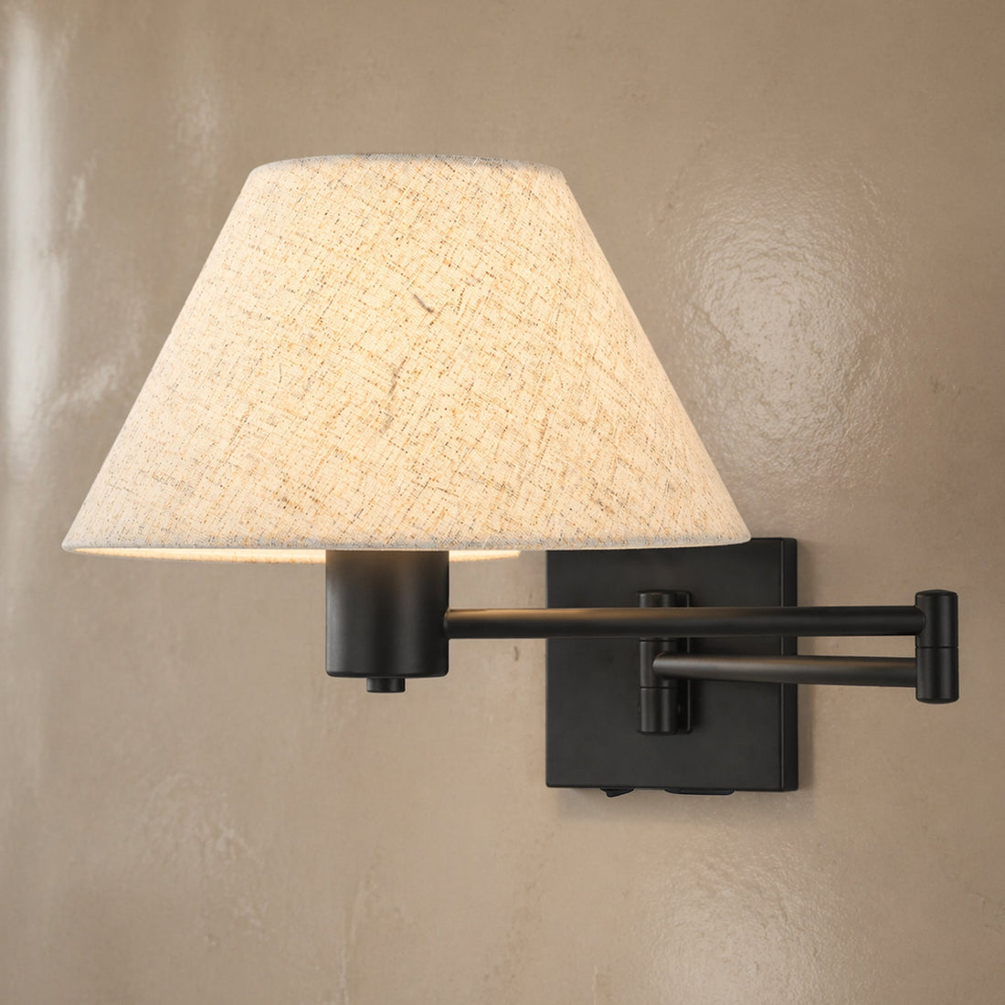 Elspet Swing Arm Wall Lamp With Charging Ports Black