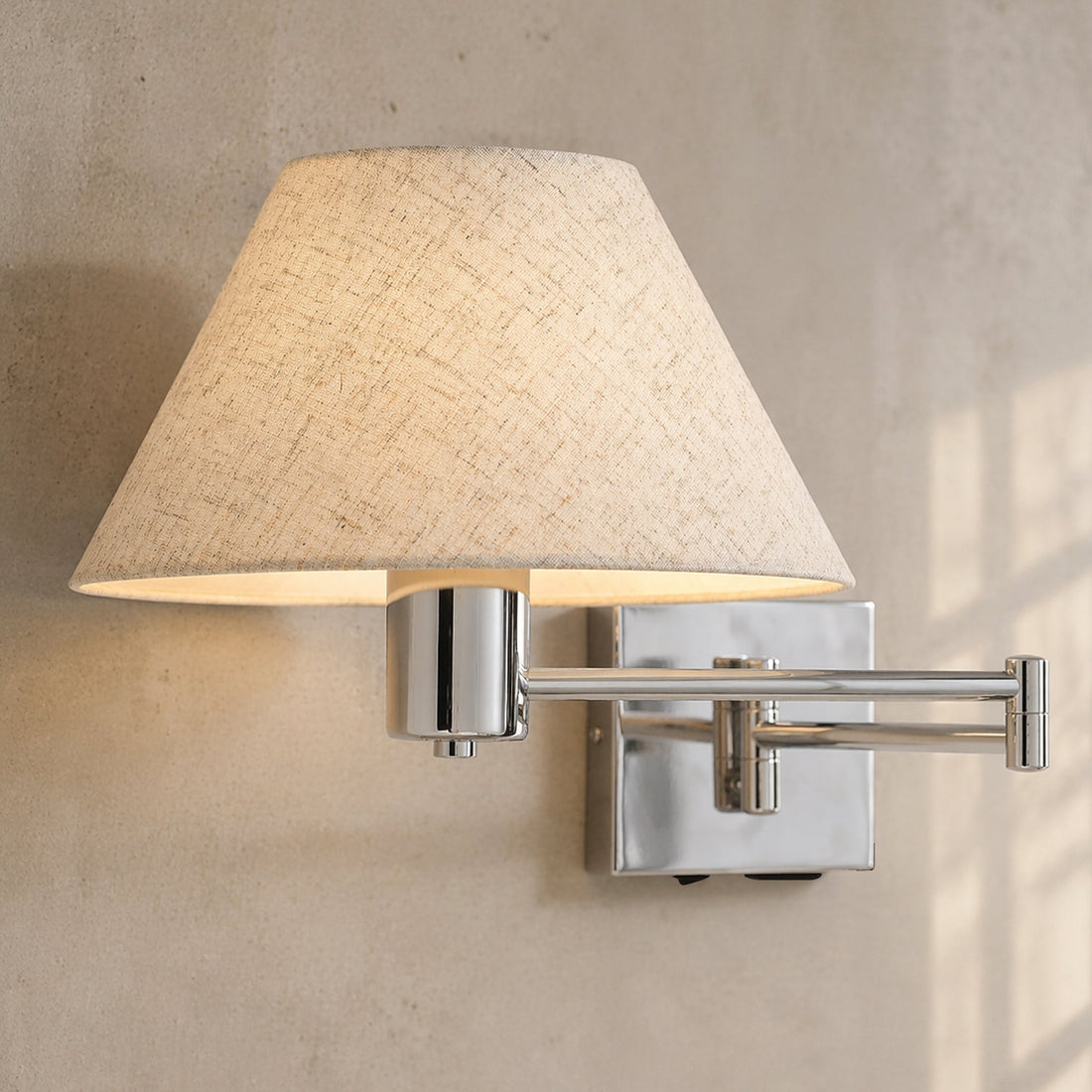 Elspet Swing Arm Wall Lamp With Charging Ports Chrome