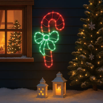 LED Candy Cane Rope Light Silhouette