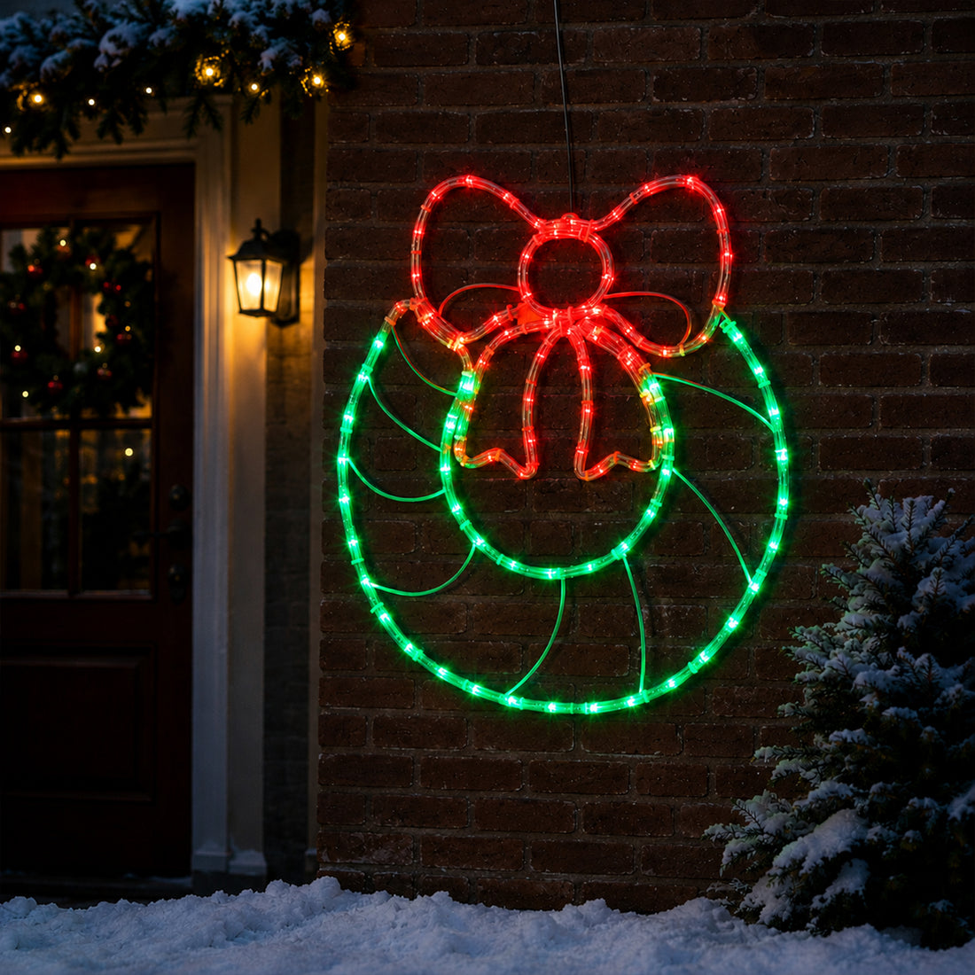 LED Christmas-Wreath Rope Light Silhouette