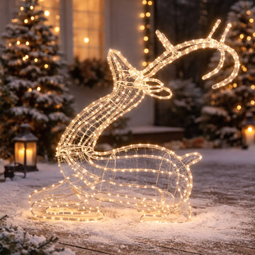 LED 3D Sitting Reindeer Silhouette - 2 Colour Options