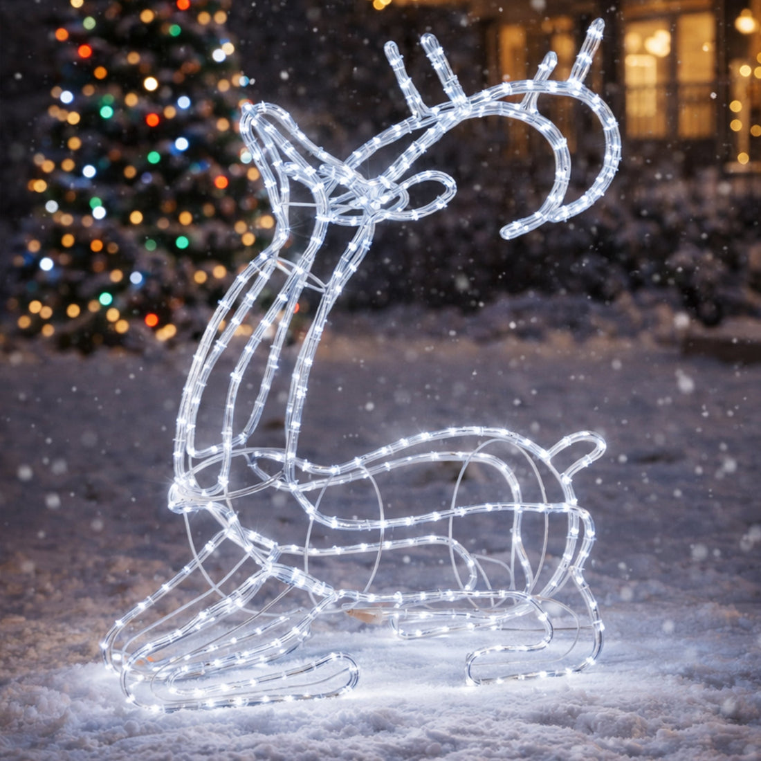 LED 3D Sitting Reindeer Silhouette - 2 Colour Options