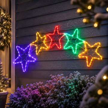 LED 5 Stars Rope Lights Silhouette - 2 Colour Options