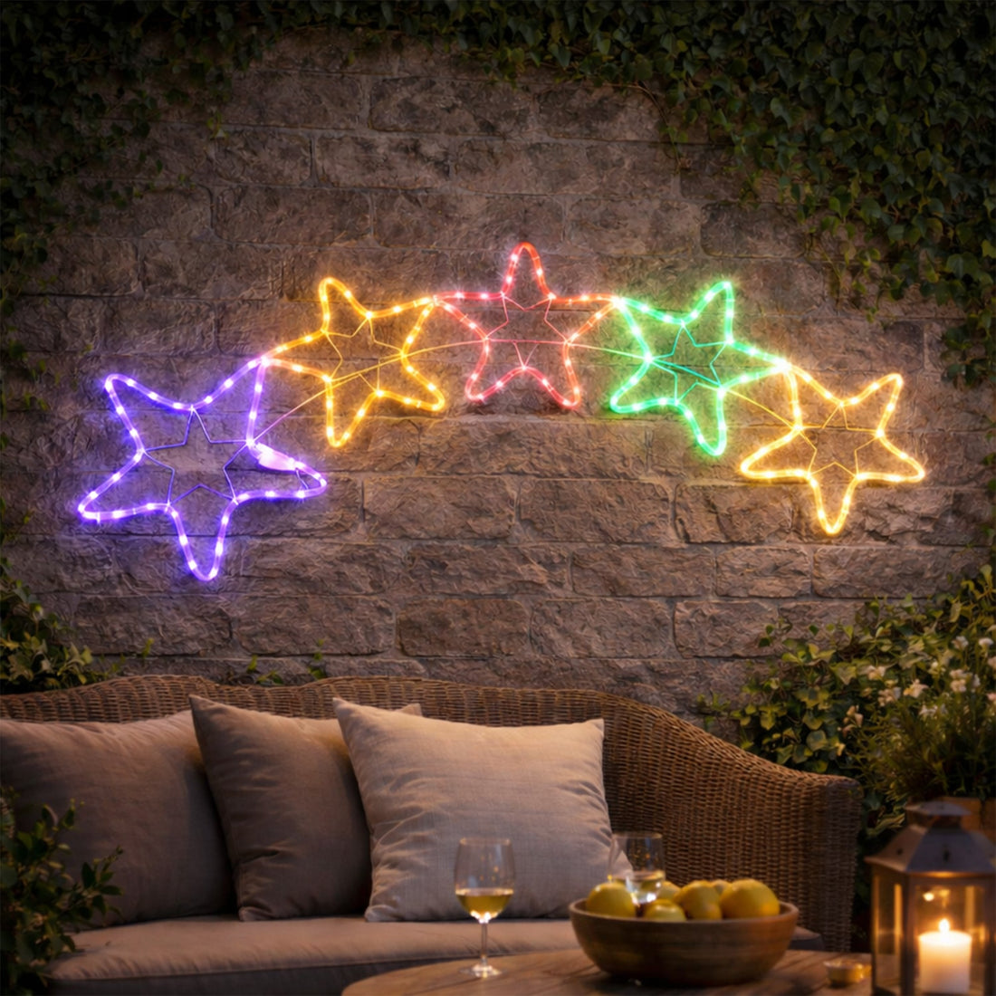 LED 5 Stars Rope Lights Silhouette - 2 Colour Options