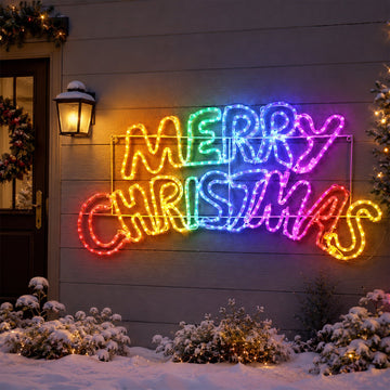 Merry Christmas Rope Light Silhouette