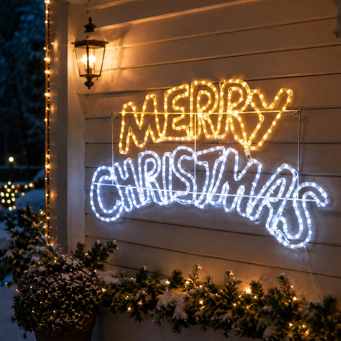 1M Merry Christmas Rope Light Silhouette