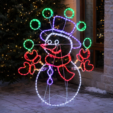 98cm Juggling snowman animated christmas rope light Silhouette