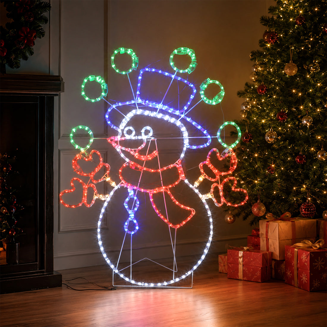 98cm Juggling snowman animated christmas rope light Silhouette