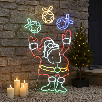 1M Juggling Santa animated christmas rope light Silhouette