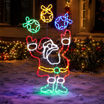 1M Juggling Santa animated christmas rope light Silhouette