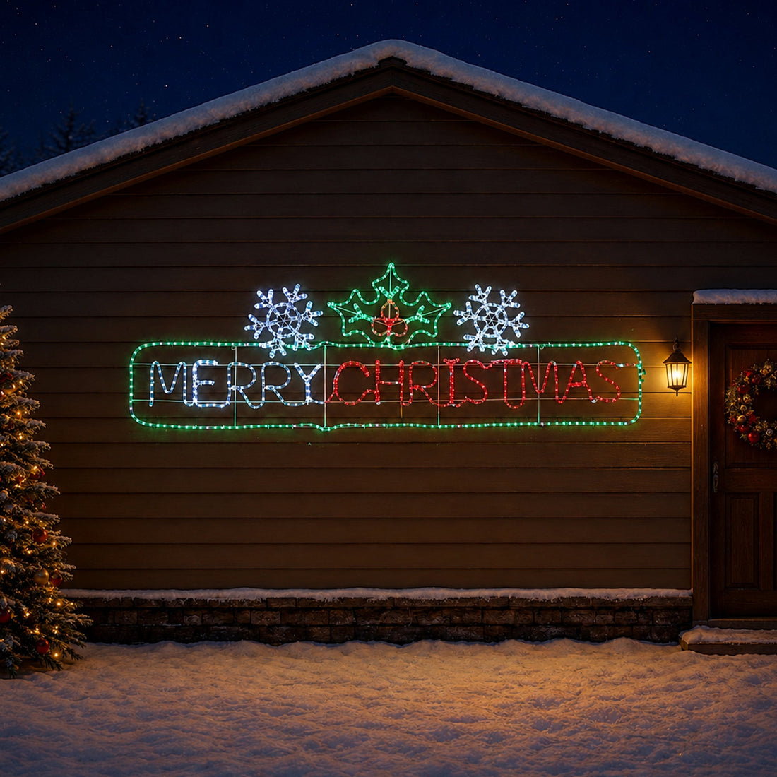 2M Merry Christmas Rope Light Silhouette