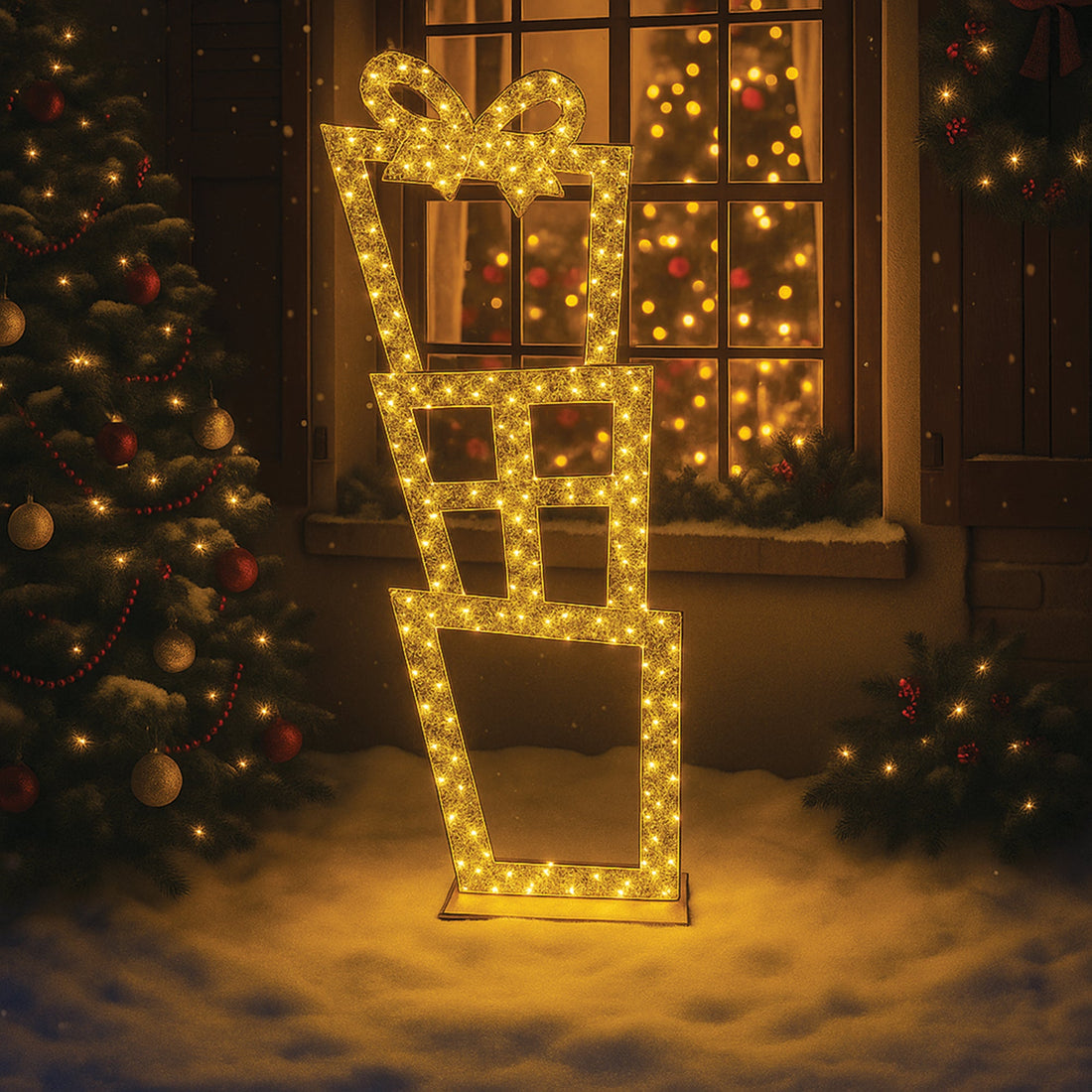 2D 2M Mesh Stacked Presents with twinkle LED