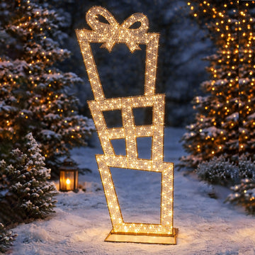 2D 2M Mesh Stacked Presents with twinkle LED