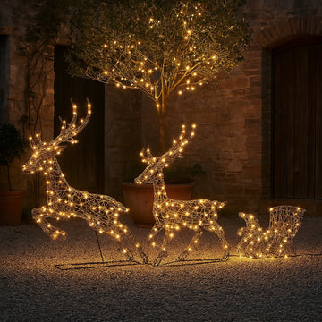 LED Reindeer Sleigh Duo