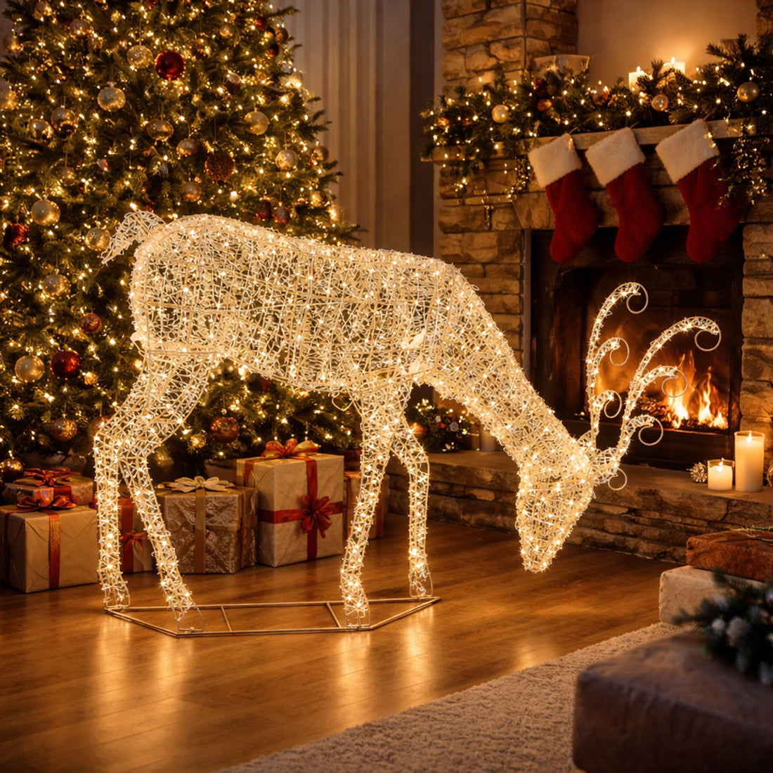 140x110cm Outdoor Light Up Reindeer