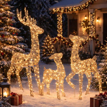 Outdoor Light Up Reindeer Family