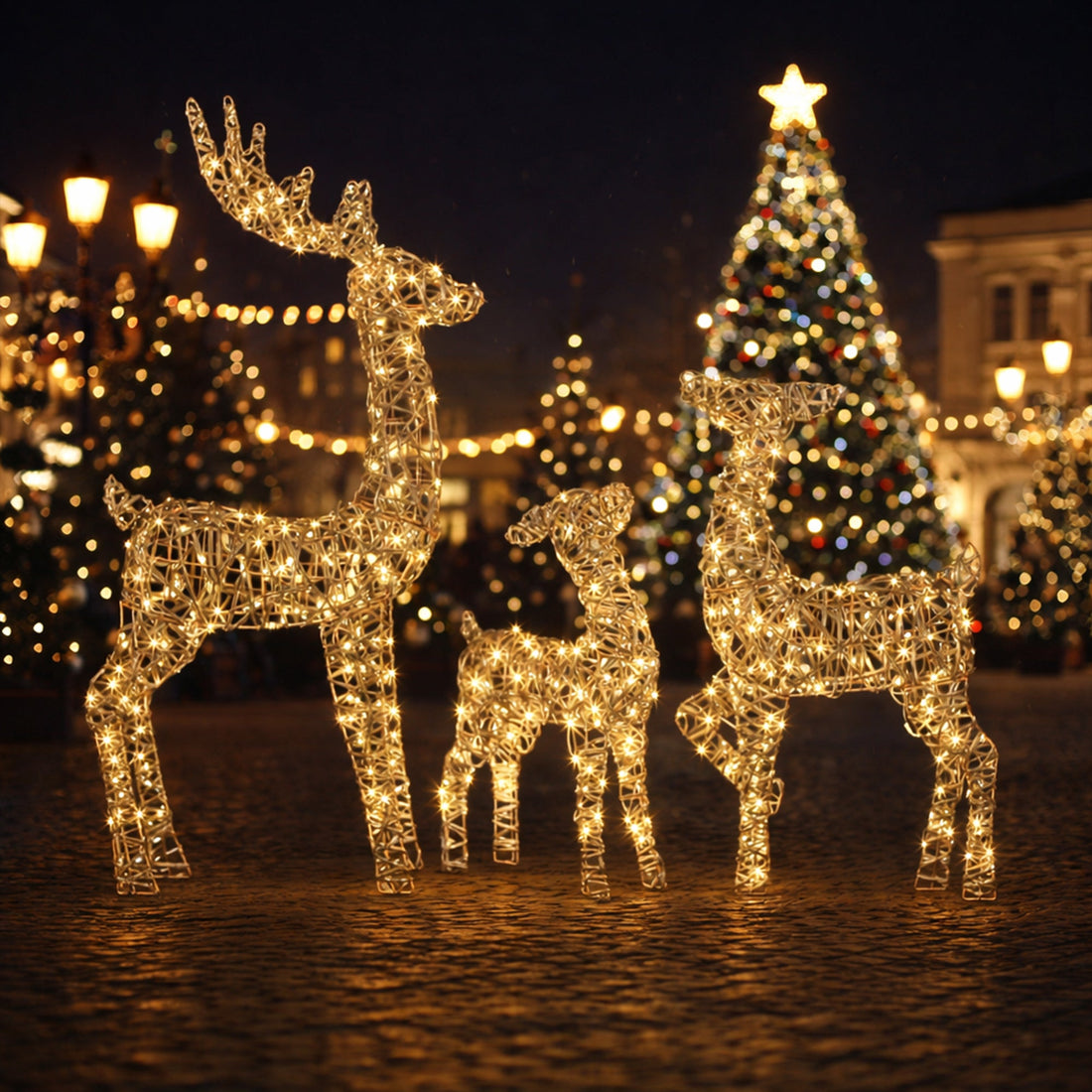 Outdoor Light Up Reindeer Family