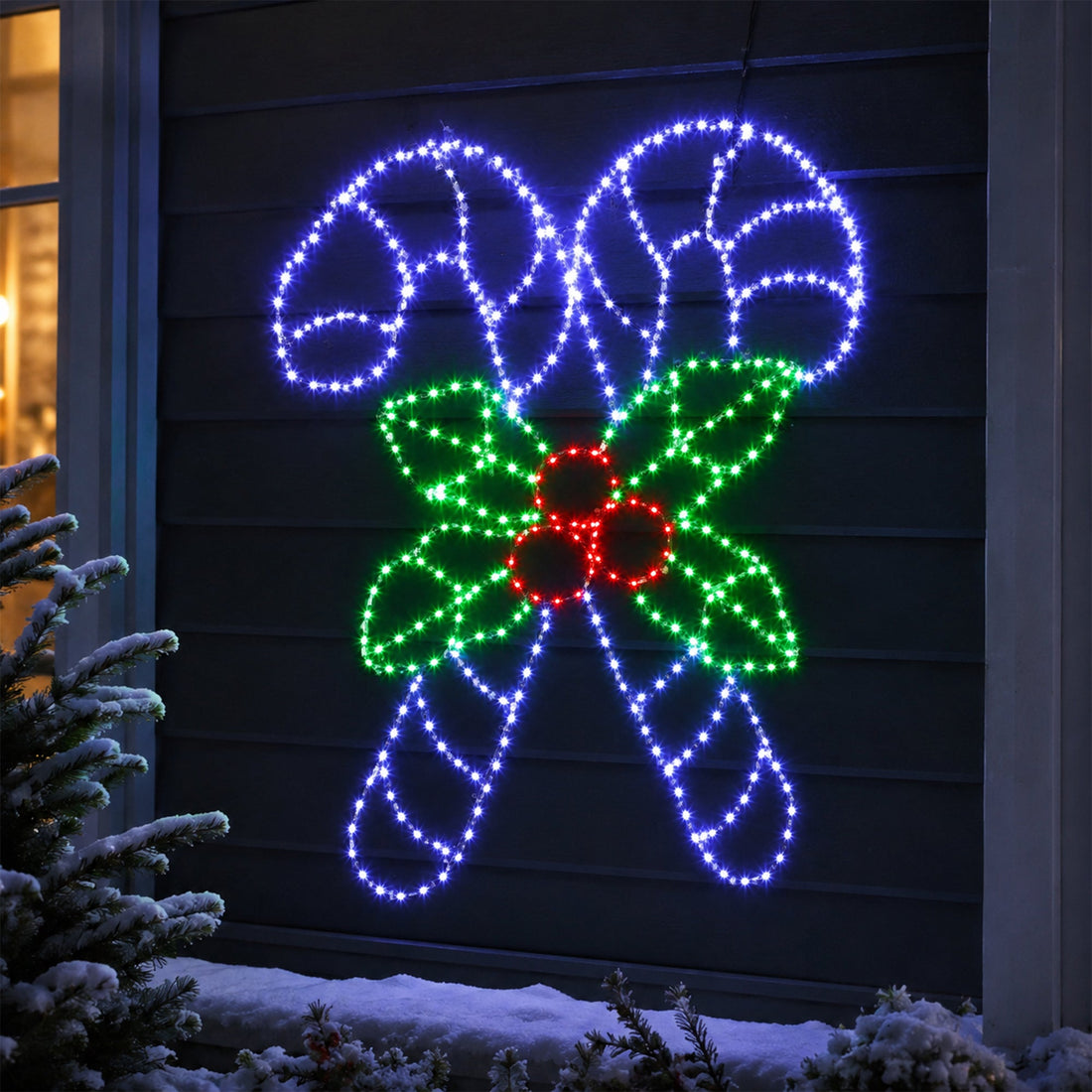 60X51CM Dewdrop Crossed Candy Canes with Holly Berries Silhouette