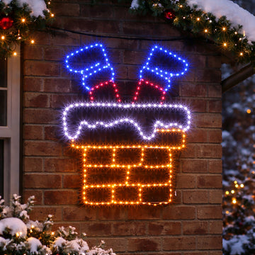 60X46CM Dewdrop Flashing Stuck Santa Legs Chimney Silhouette