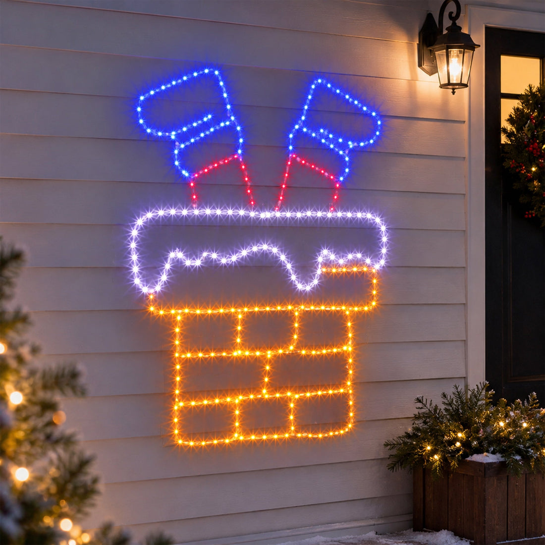 60X46CM Dewdrop Flashing Stuck Santa Legs Chimney Silhouette